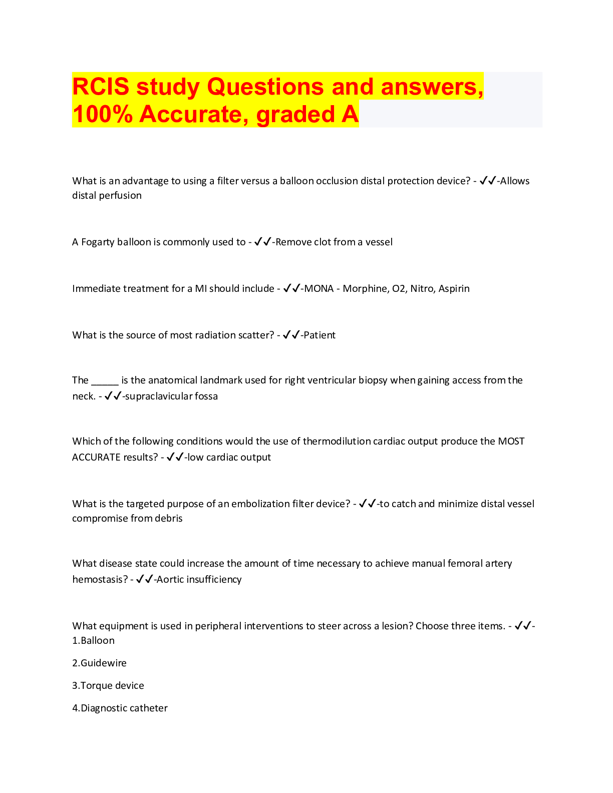 Preview image for RCIS study Questions and answers,  100% Accurate, graded A